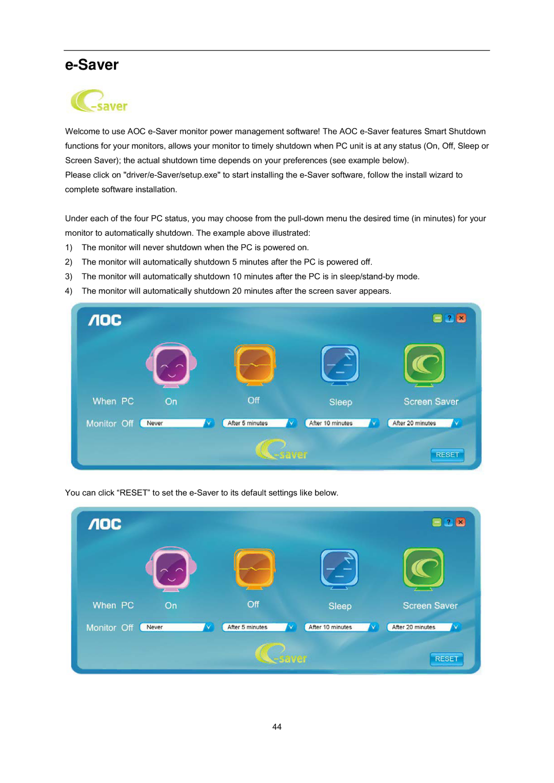 AOC i2352Ve user manual Saver 