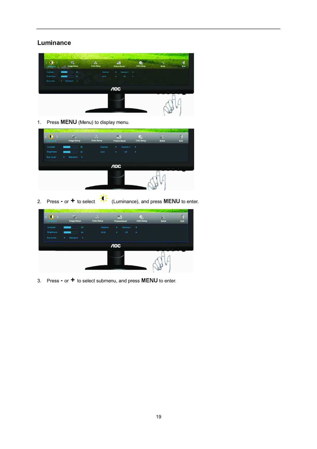 AOC i2352Vh user manual Luminance 