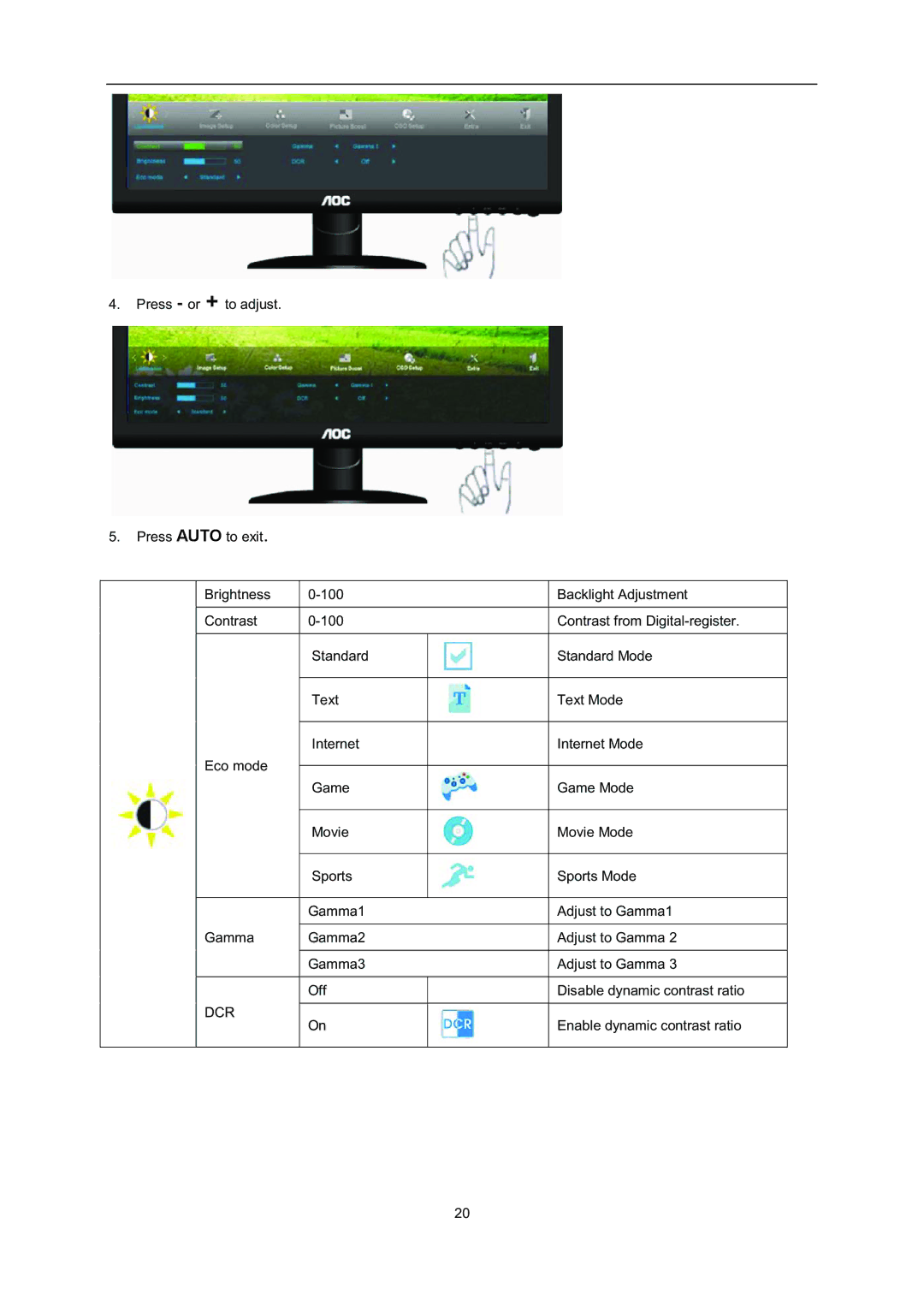 AOC i2352Vh user manual Dcr 