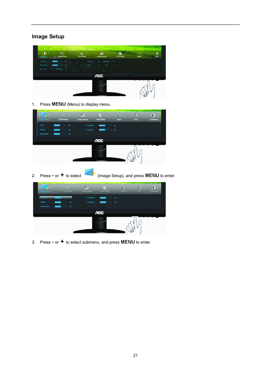 AOC i2352Vh user manual Image Setup 