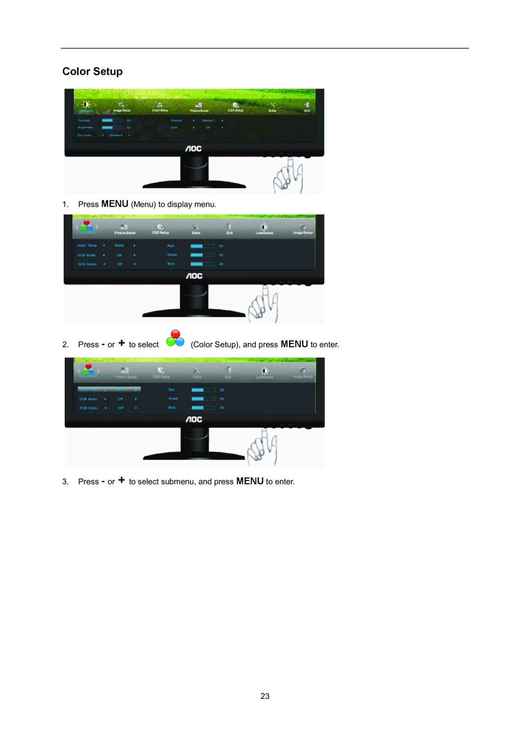 AOC i2352Vh user manual Color Setup 