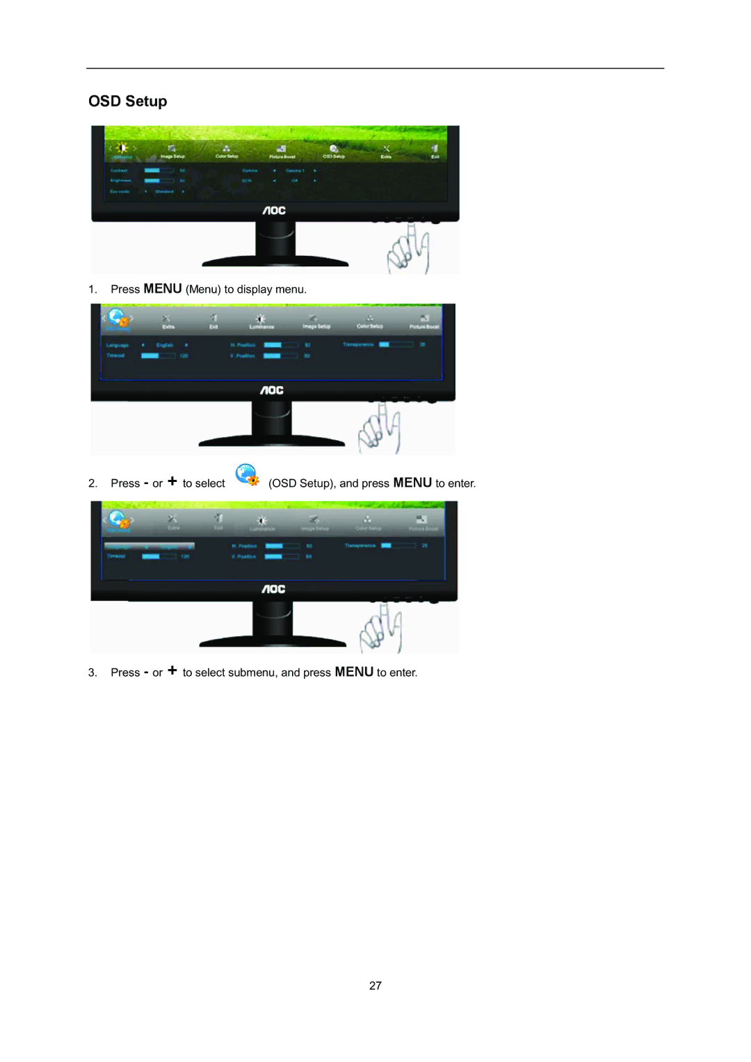 AOC i2352Vh user manual OSD Setup 