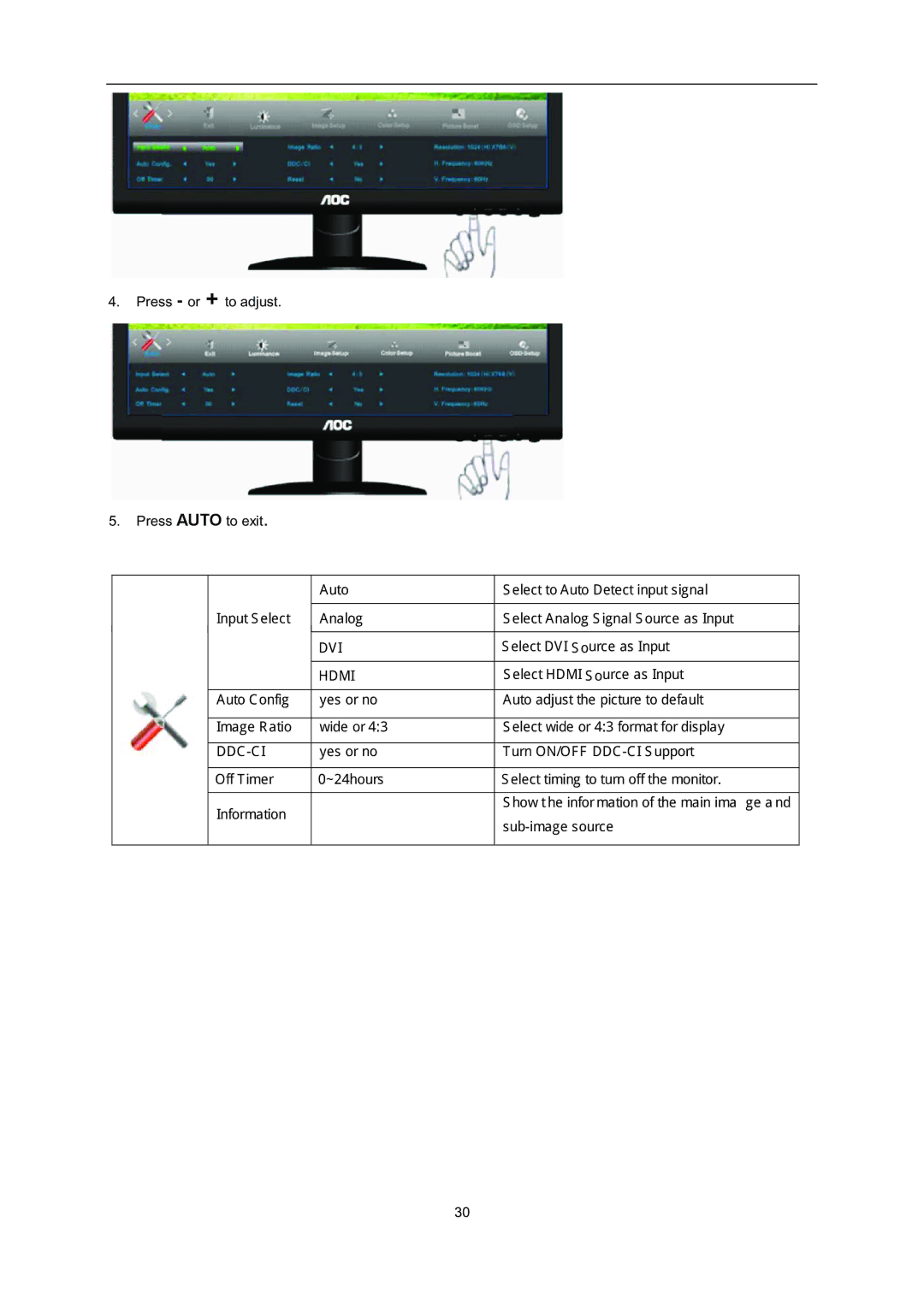 AOC i2352Vh user manual Dvi 