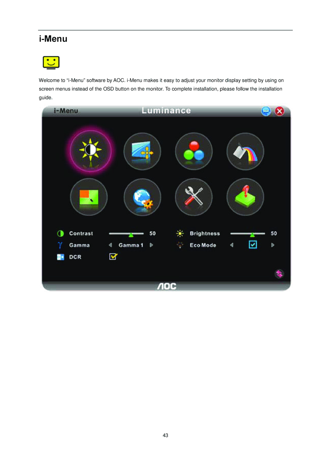 AOC i2352Vh user manual Menu 