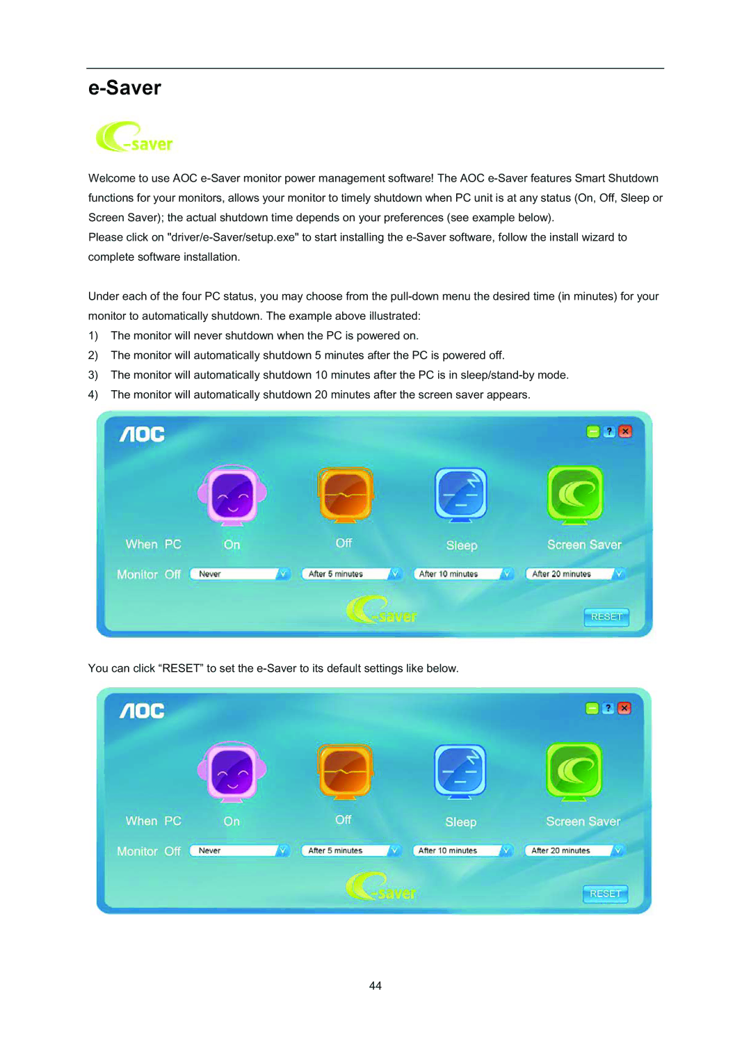 AOC i2352Vh user manual Saver 