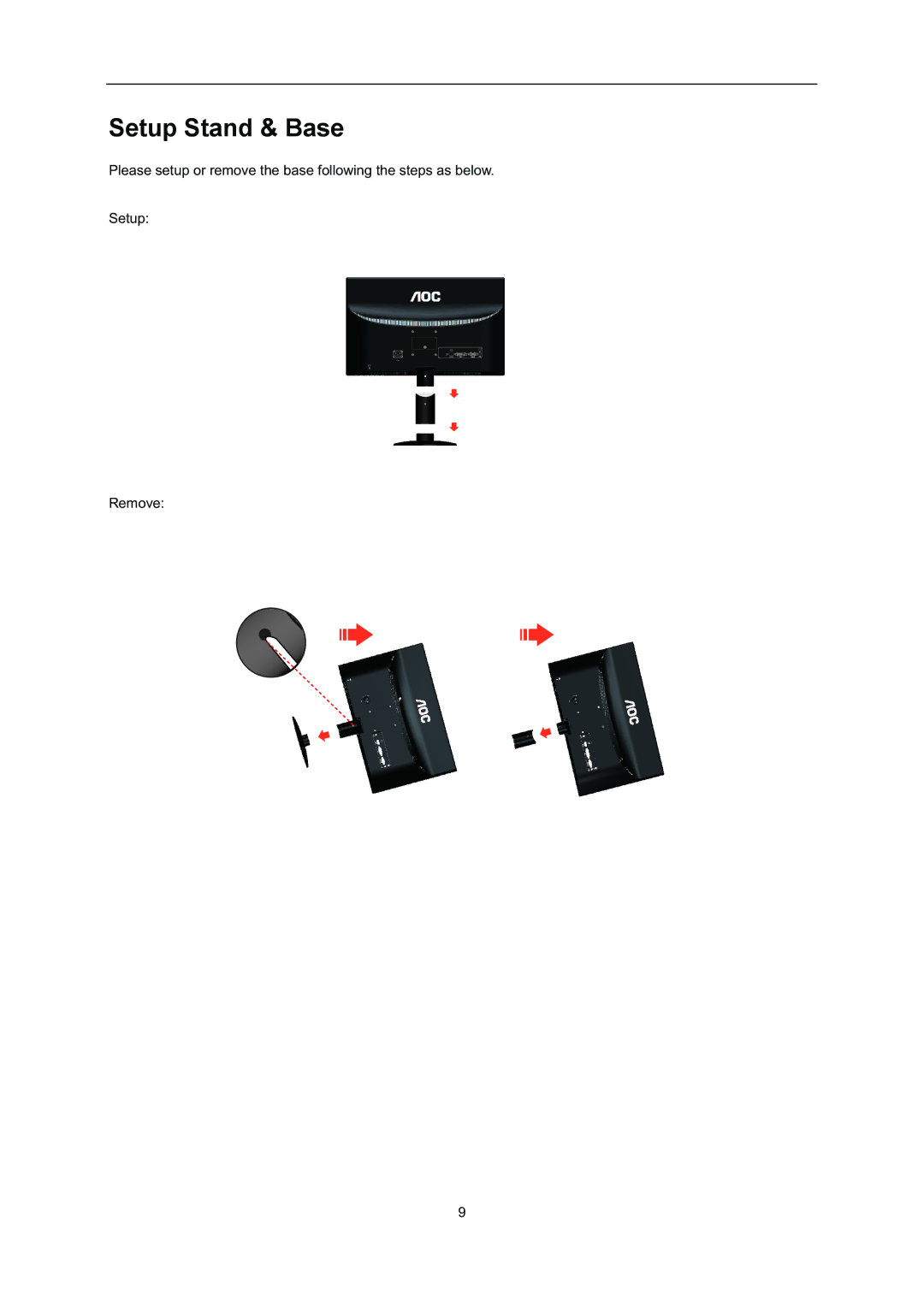 AOC i2352Vh user manual Setup Stand & Base 