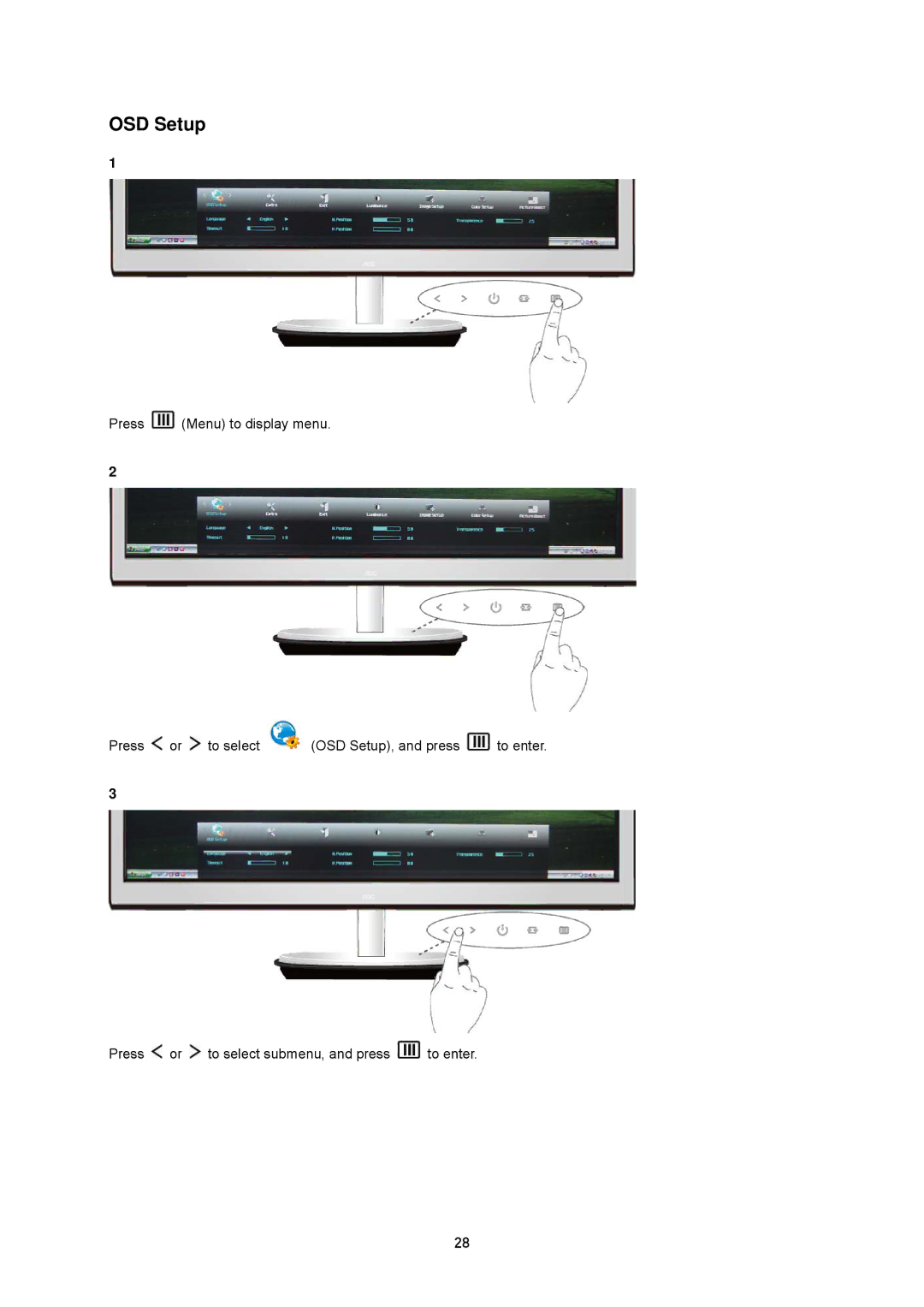 AOC i2353Ph manual OSD Setup 