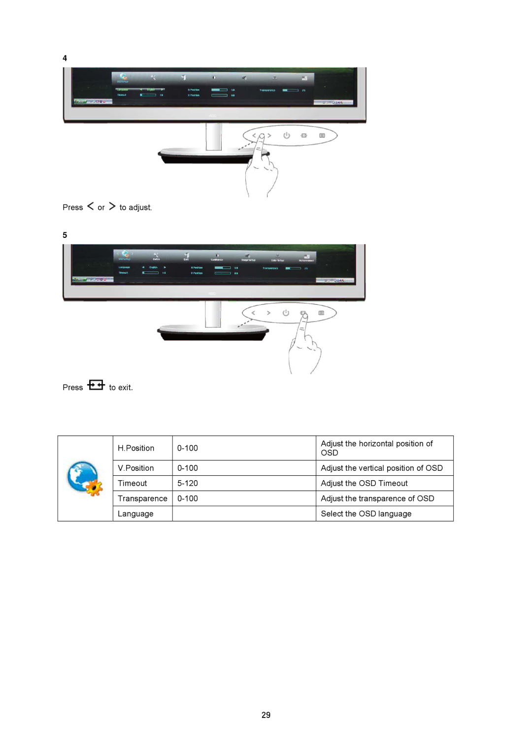 AOC i2353Ph manual Osd 