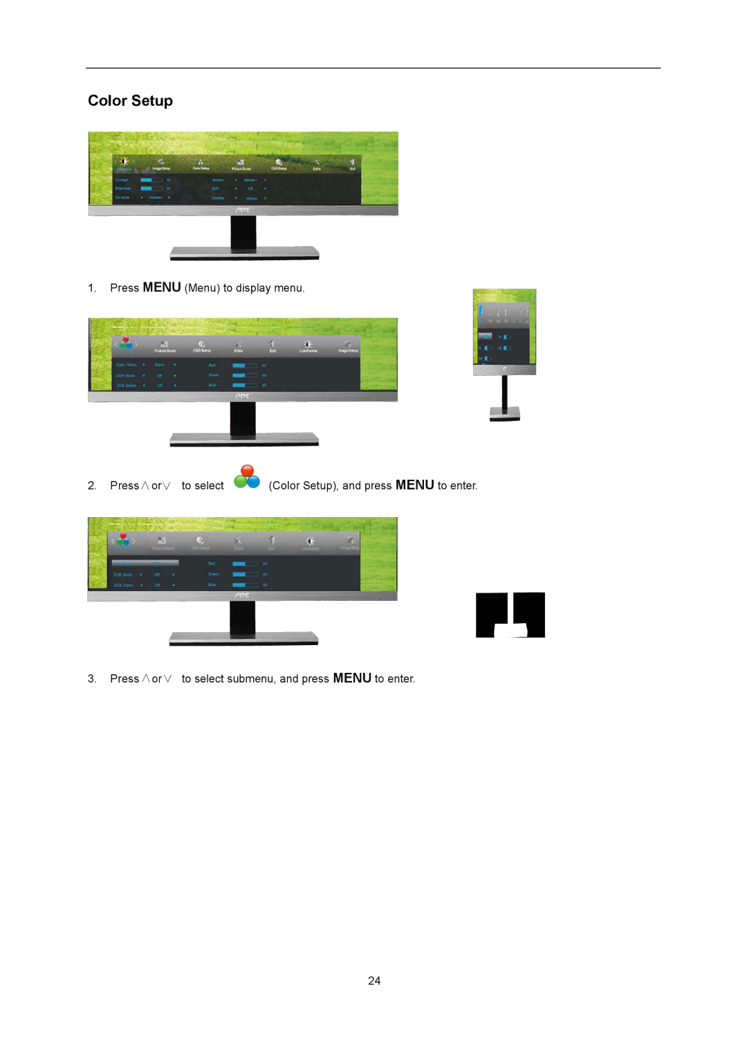 AOC I2367FH user manual Color Setup 