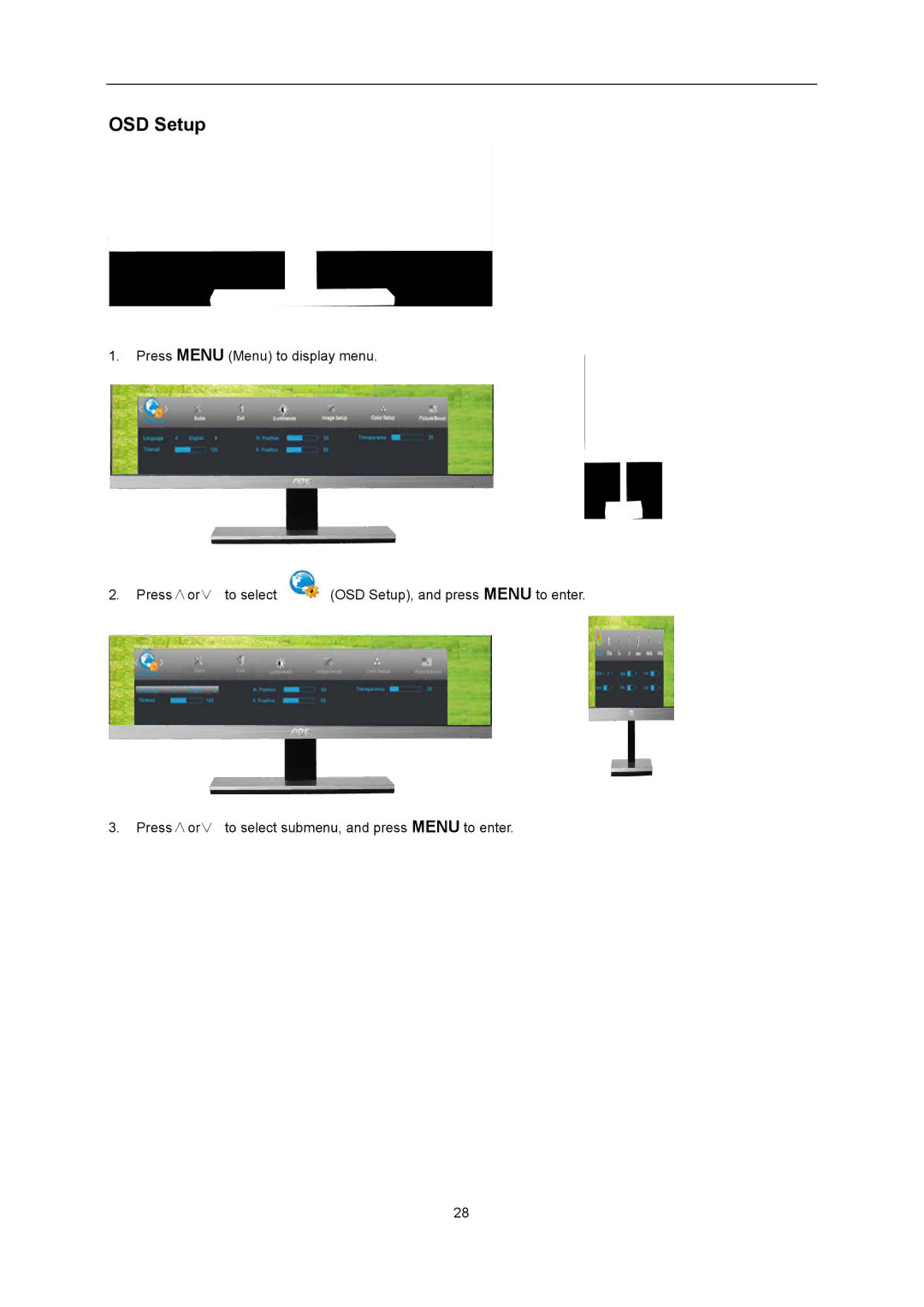 AOC I2367FH user manual OSD Setup 