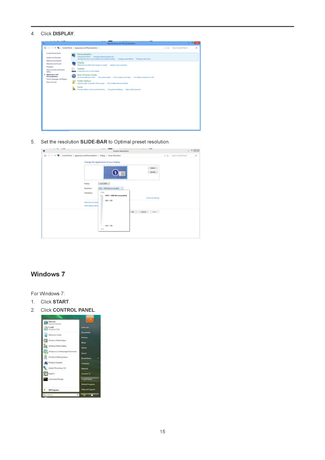 AOC I2778VHE6 user manual Click Control Panel 