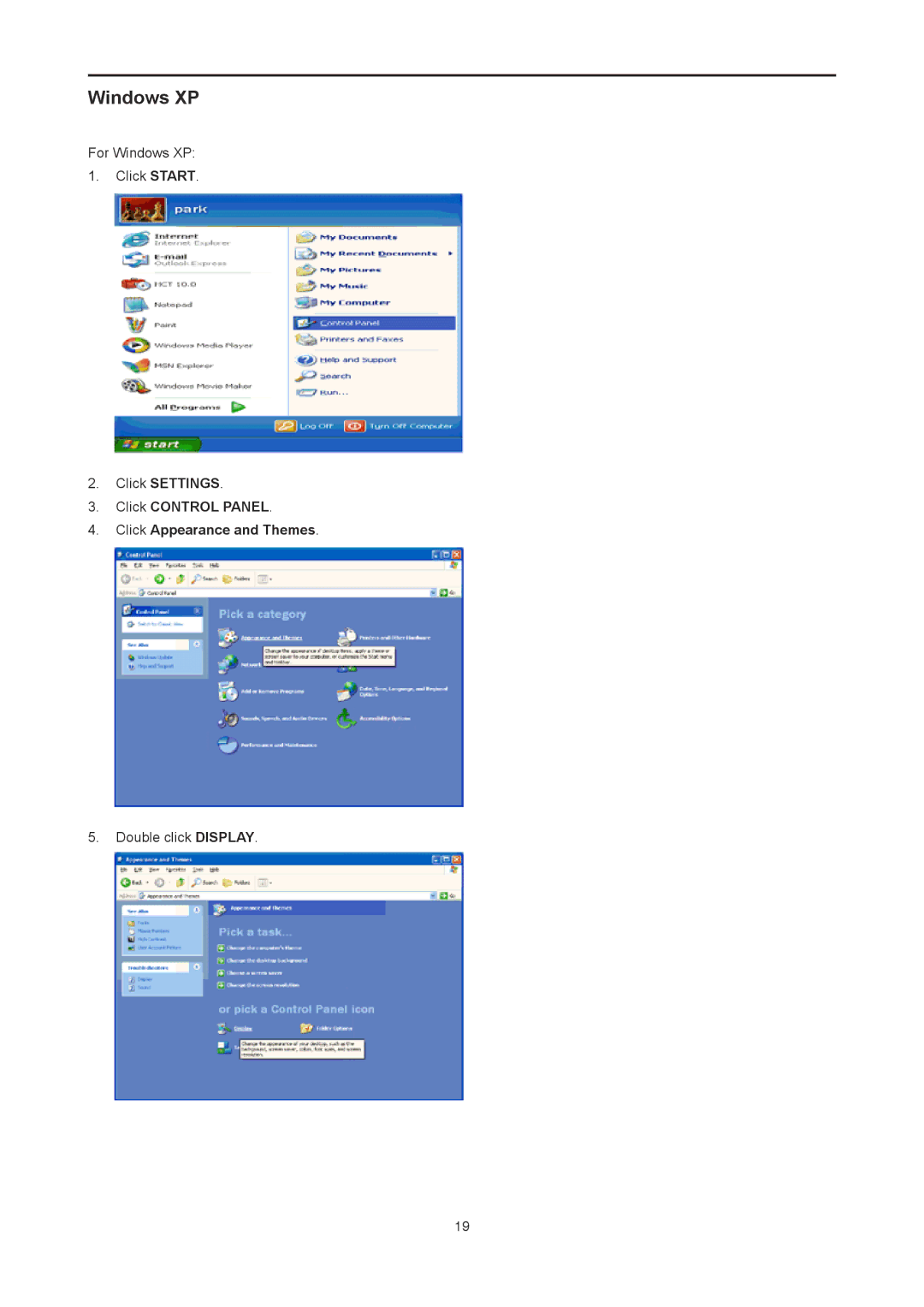 AOC I2778VHE6 user manual Windows XP 