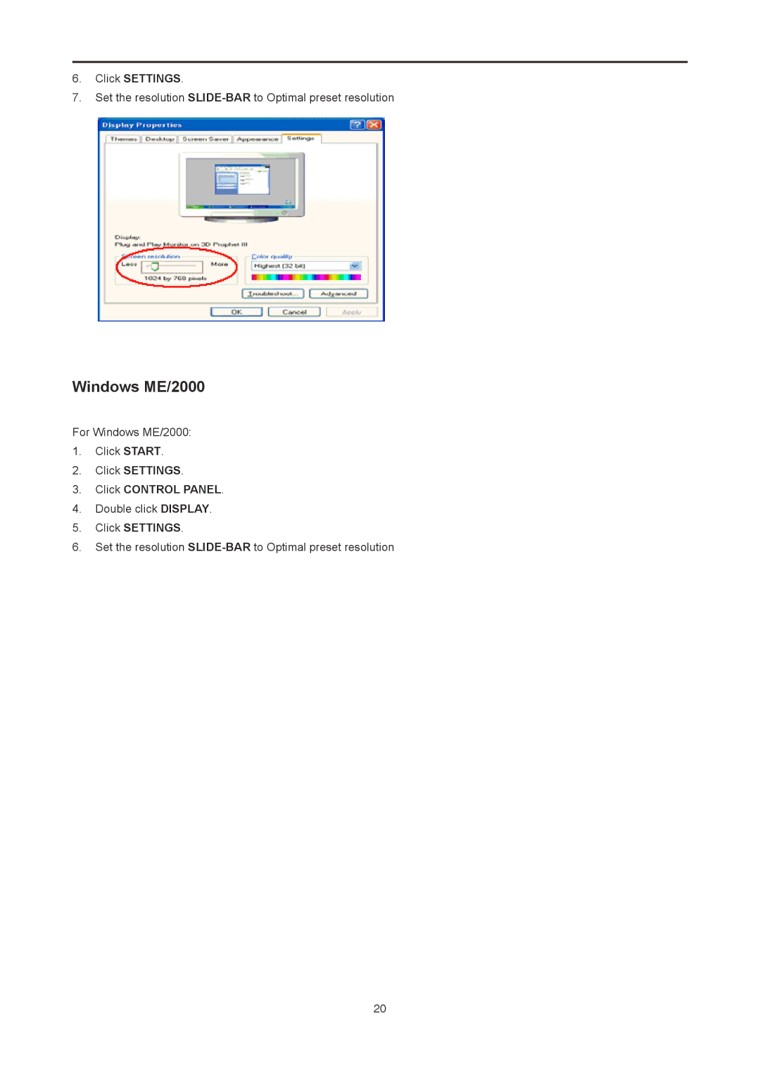 AOC I2778VHE6 user manual Windows ME/2000 