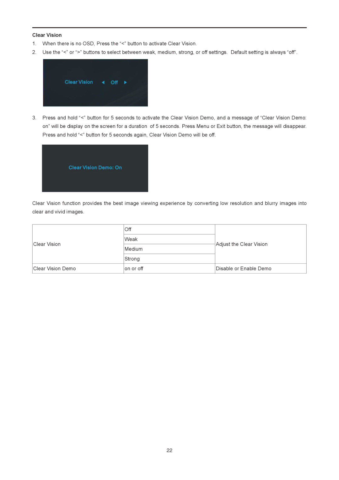 AOC I2778VHE6 user manual Clear Vision 