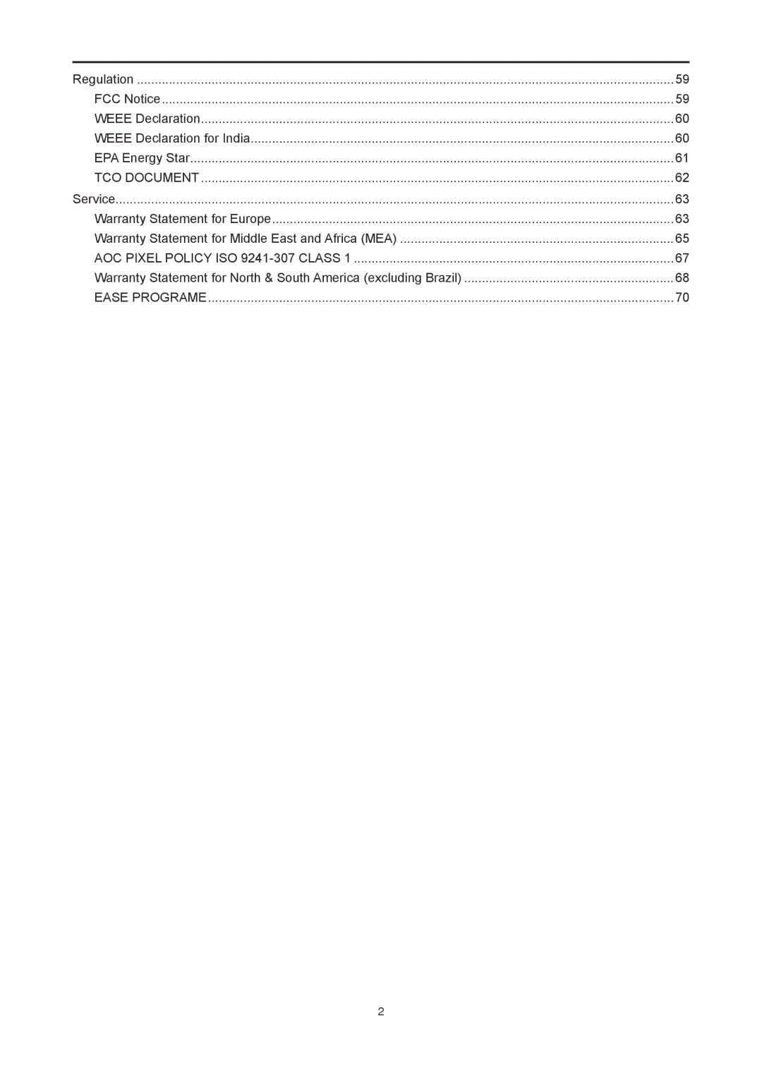 AOC I2778VHE6 user manual AOC Pixel Policy ISO 9241-307 Class 