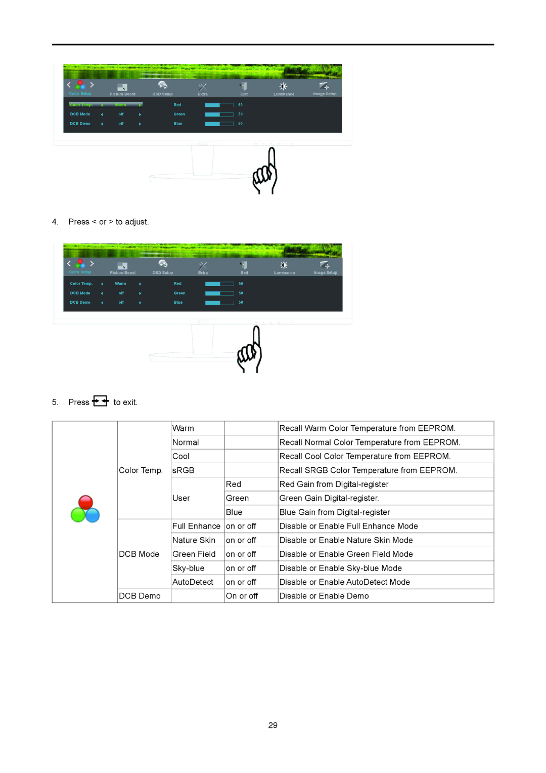 AOC I2778VHE6 user manual Color Temp Warm 