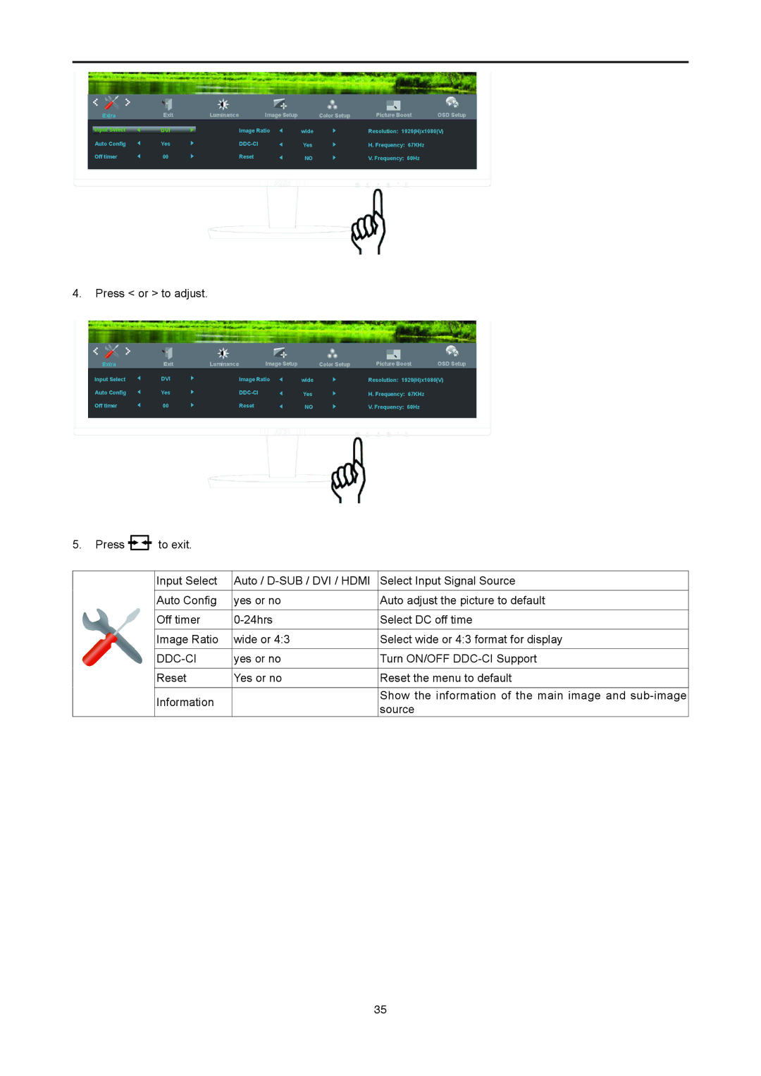 AOC I2778VHE6 user manual Ddc-Ci 