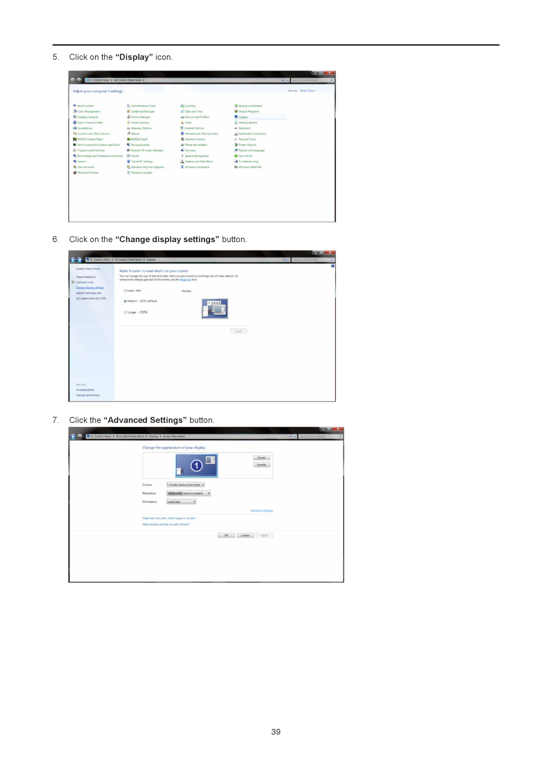 AOC I2778VHE6 user manual Click on the Display icon 