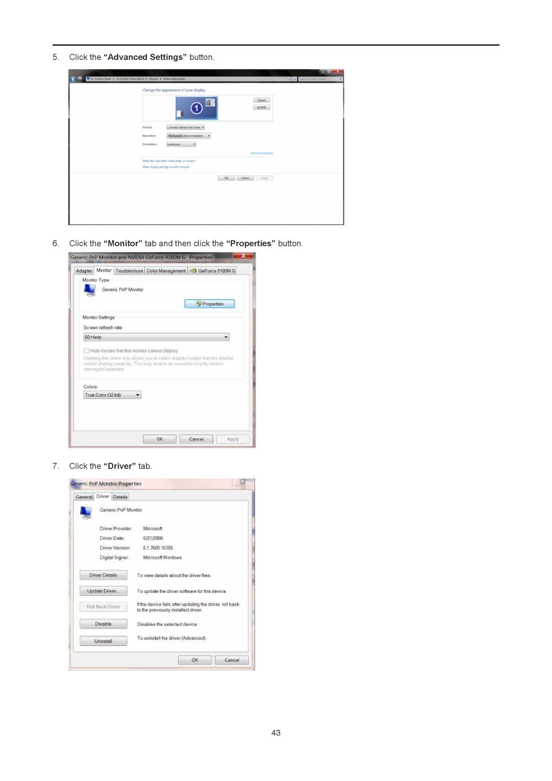 AOC I2778VHE6 user manual Click the Advanced Settings button 