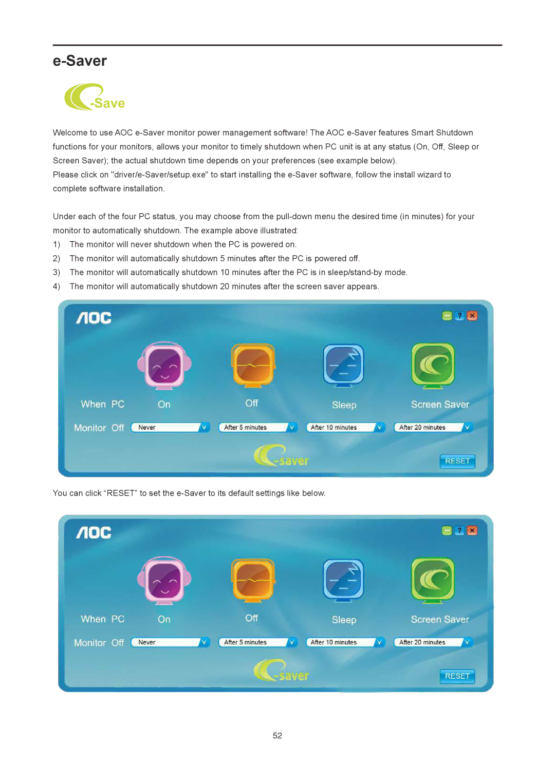 AOC I2778VHE6 user manual Saver 