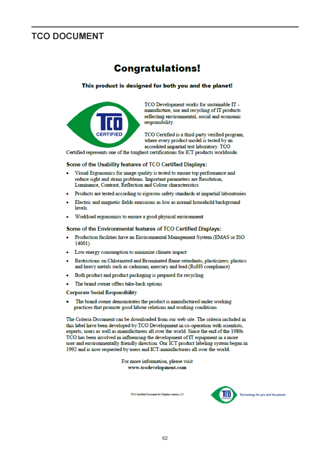 AOC I2778VHE6 user manual TCO Document 