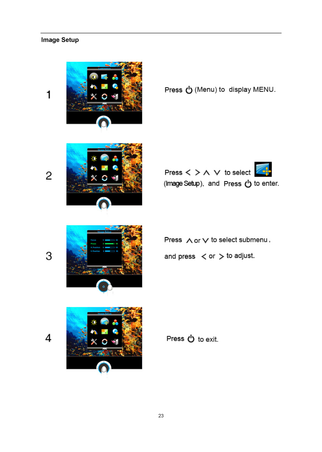 AOC iF23 user manual Image Setup 