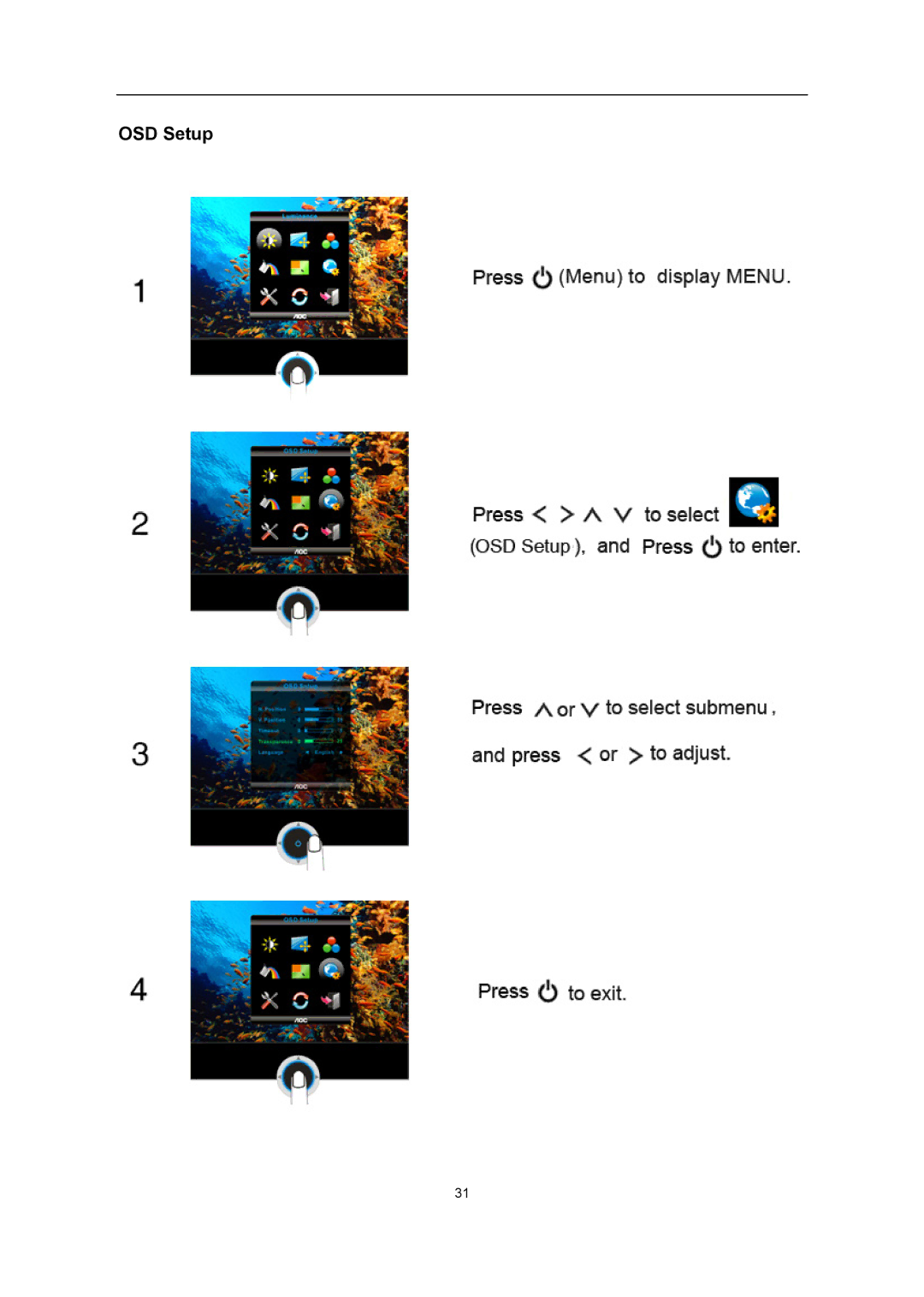 AOC iF23 user manual OSD Setup 