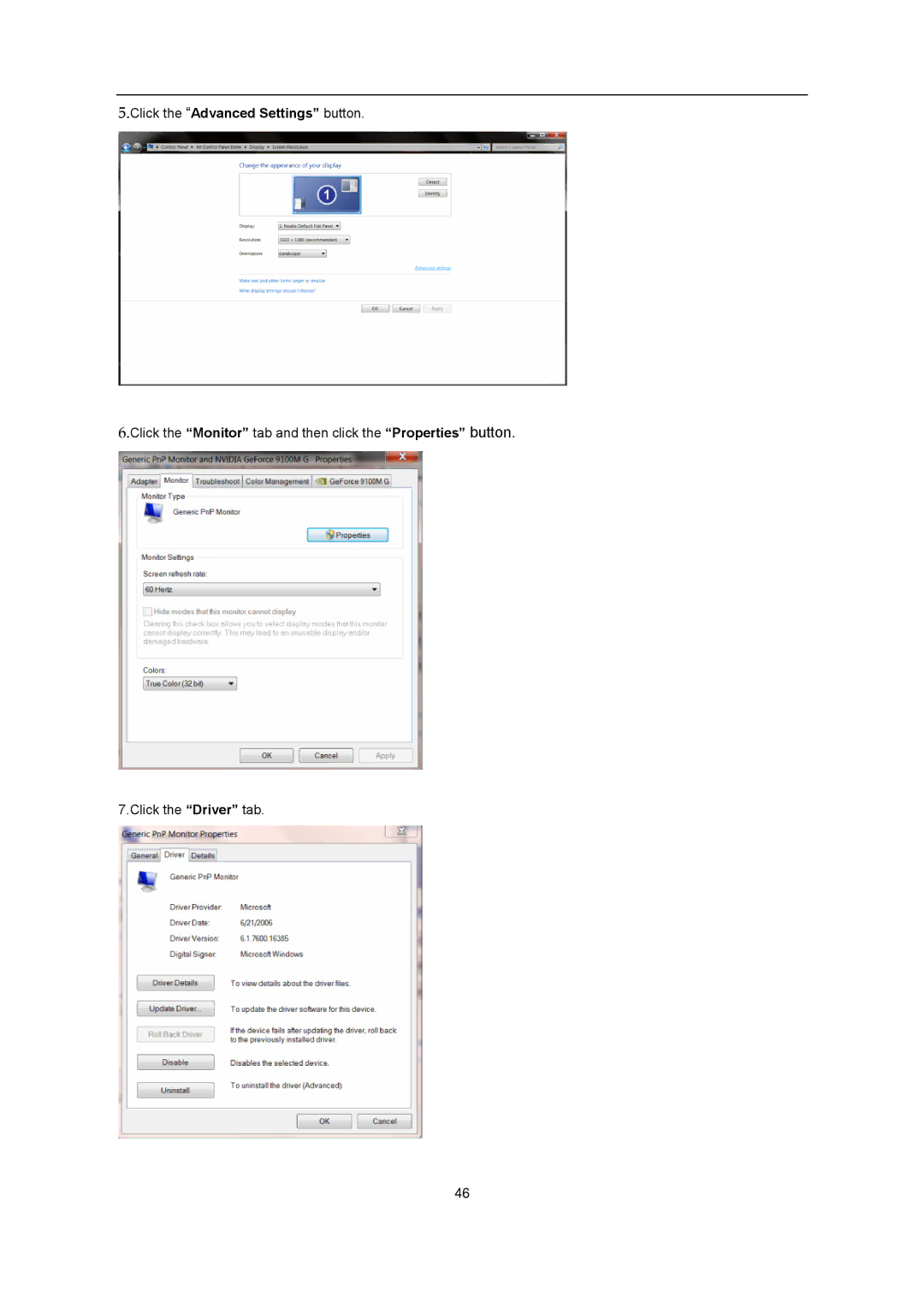 AOC iF23 user manual Click the Advanced Settings button 