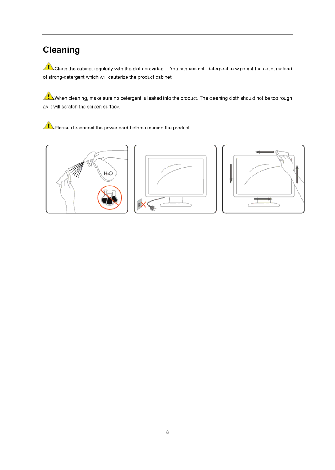 AOC iF23 user manual Cleaning 