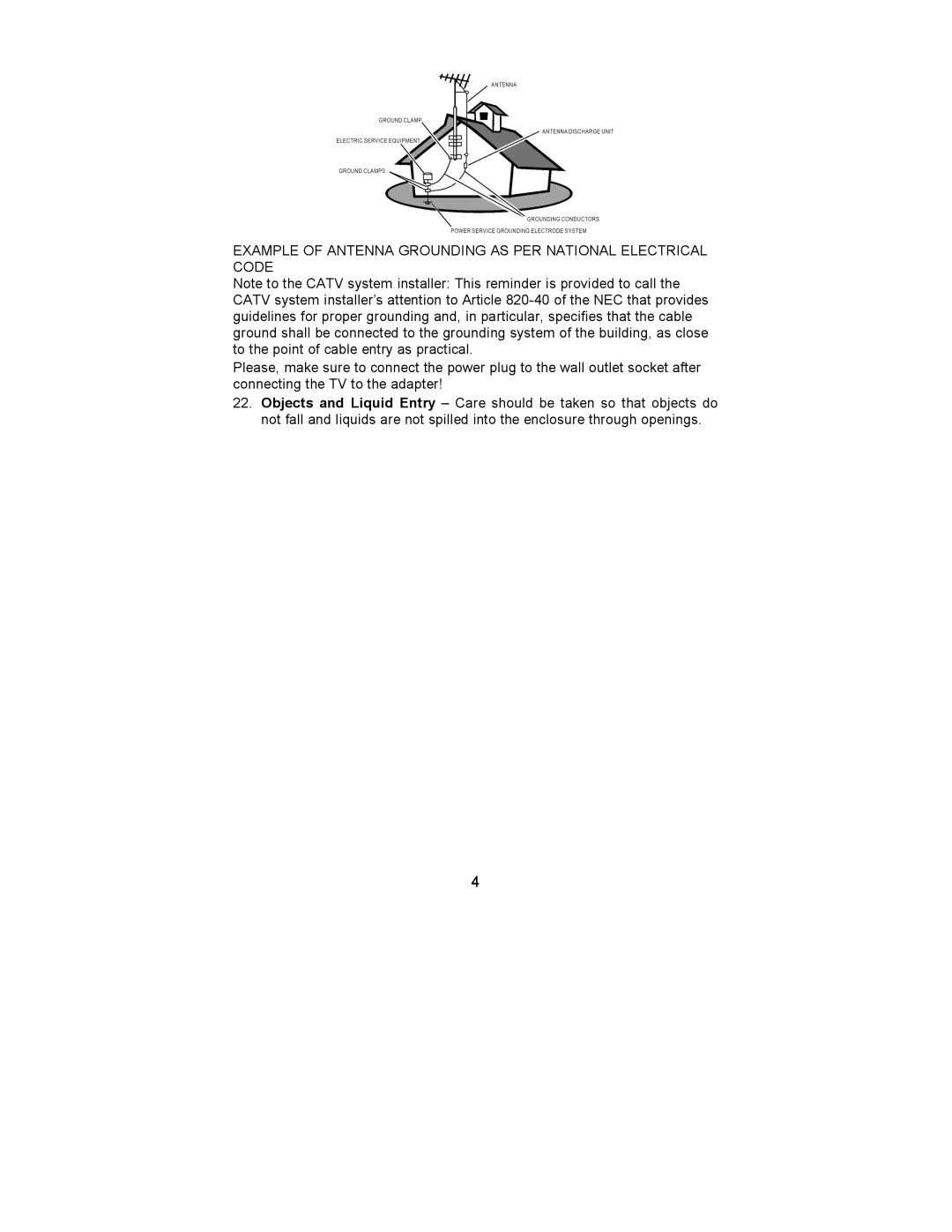 AOC L15X421, L20S421, L20W421 user manual Example of Antenna Grounding AS PER National Electrical Code 