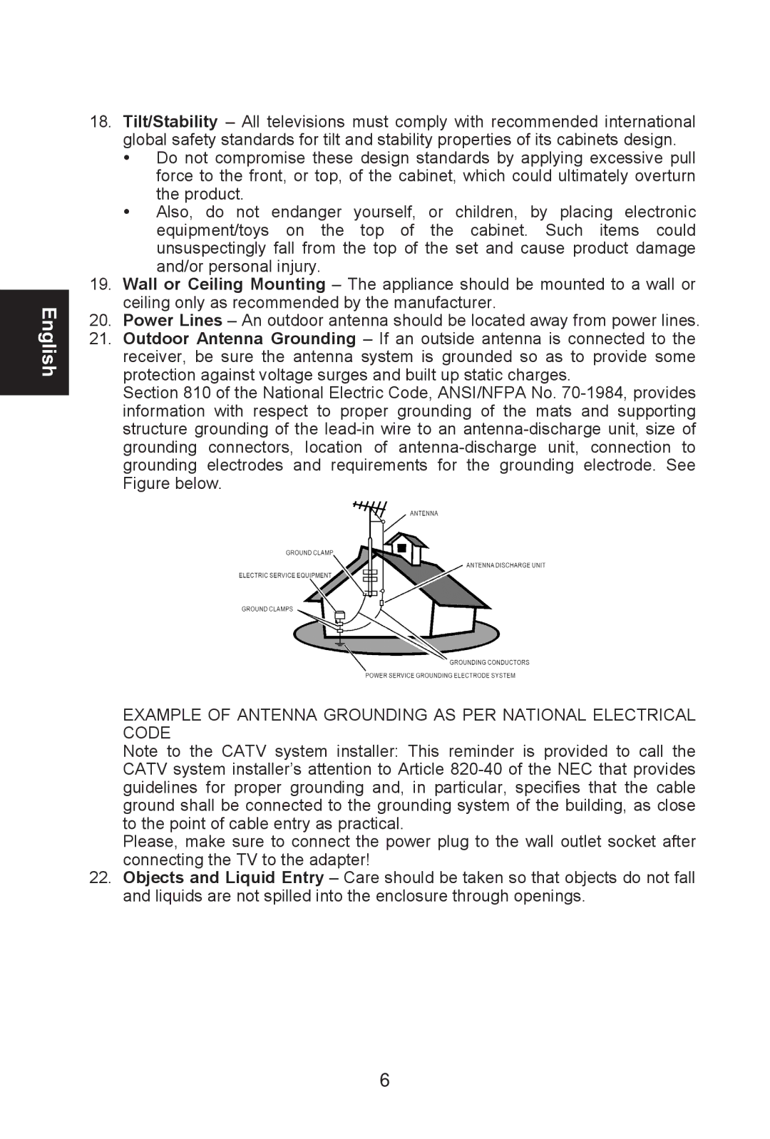 AOC L22W761, L19W761 manual Example of Antenna Grounding AS PER National Electrical Code 