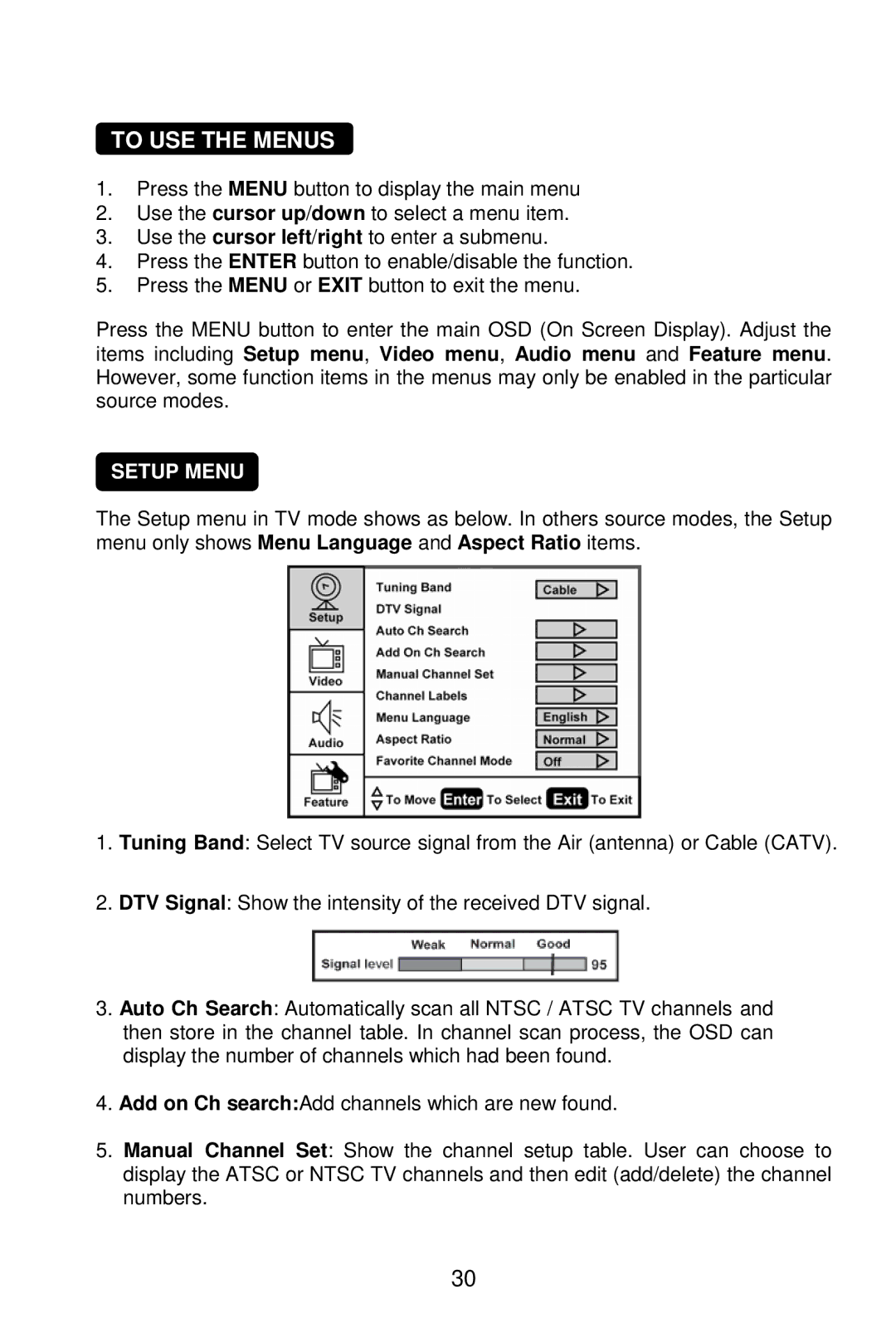 AOC L19W861 manual To USE the Menus 