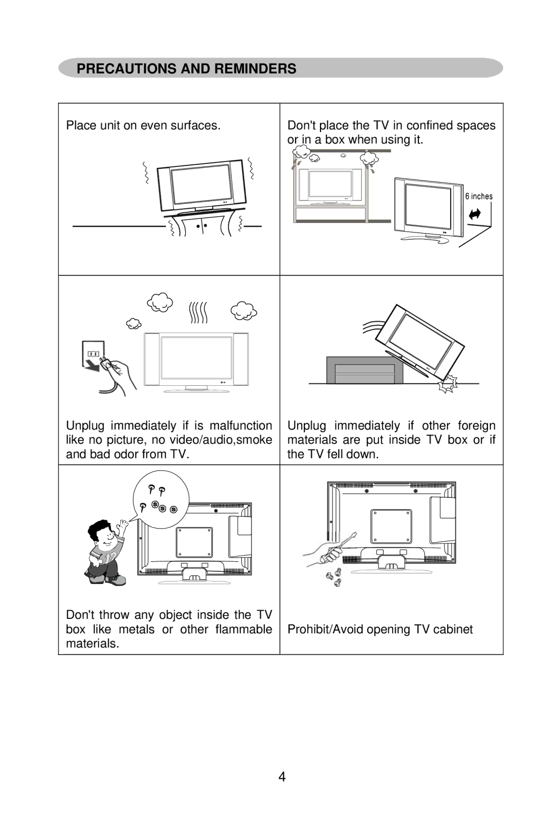 AOC L19W861 manual Precautions and Reminders 