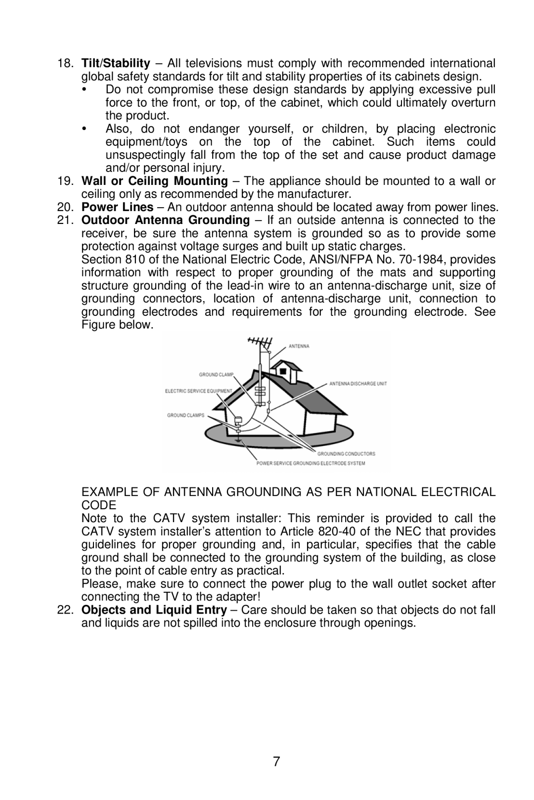 AOC L19W861 manual Example of Antenna Grounding AS PER National Electrical Code 