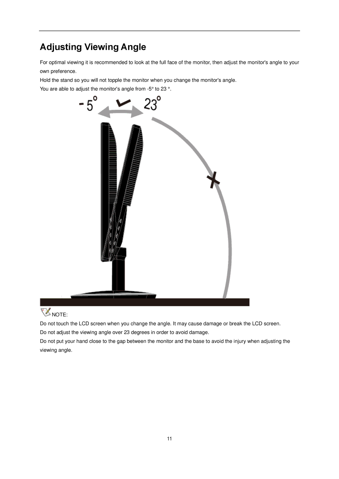 AOC l2080SW manual Adjusting Viewing Angle 