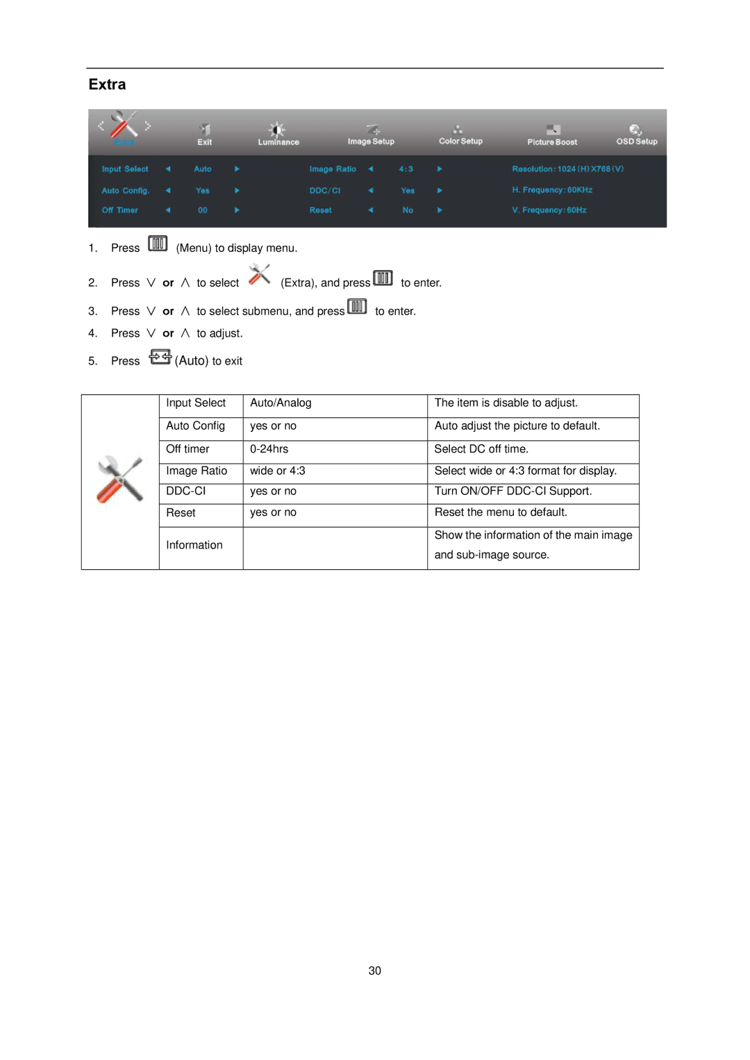 AOC l2080SW manual Extra, Ddc-Ci 