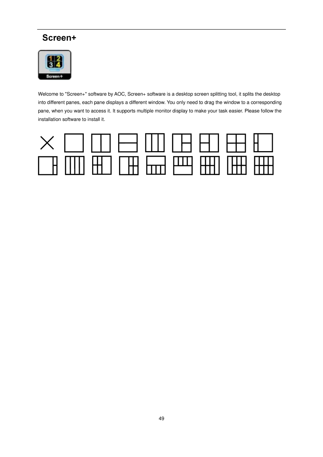 AOC l2080SW manual Screen+ 