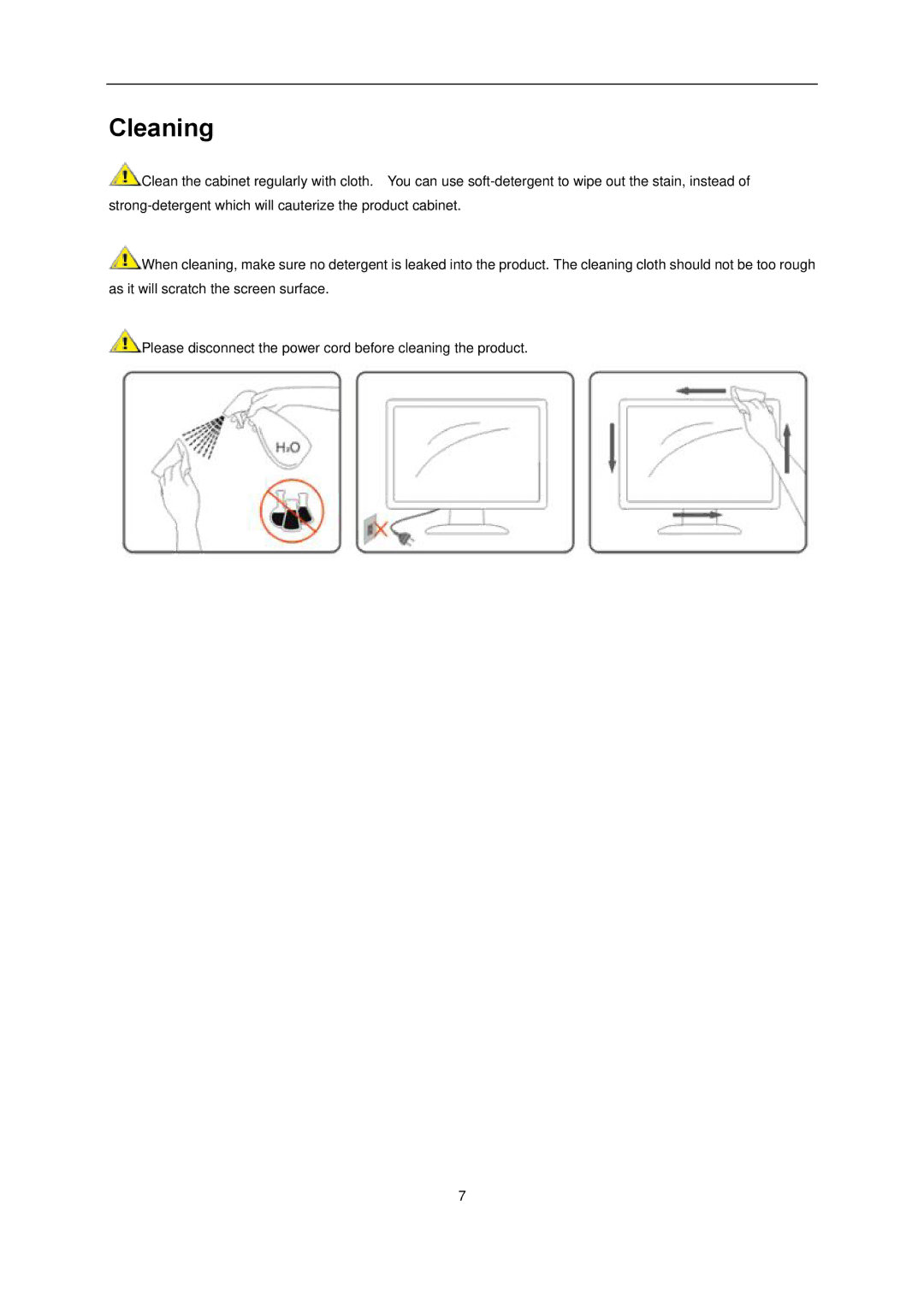 AOC l2080SW manual Cleaning 