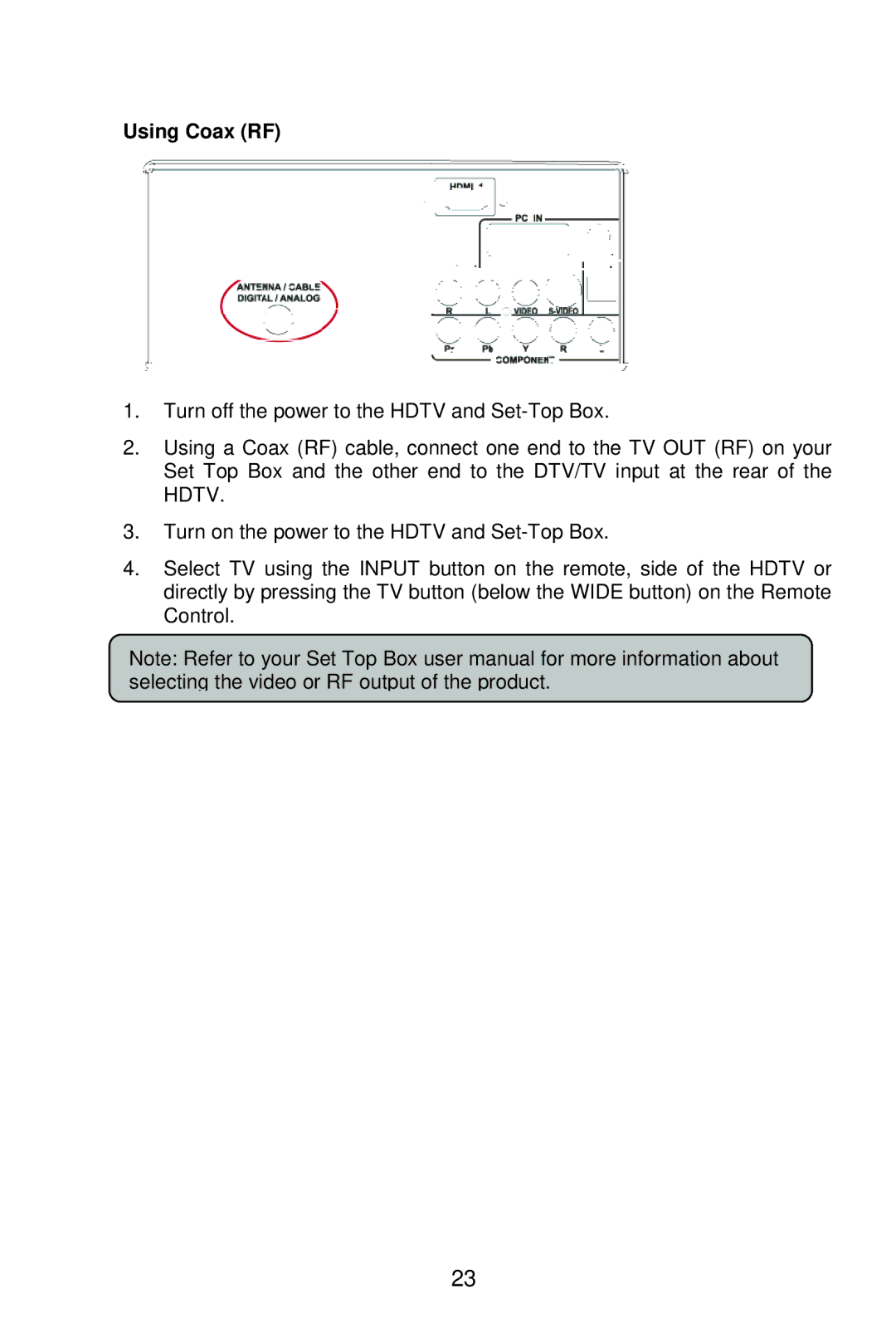 AOC L22W861 manual Using Coax RF 