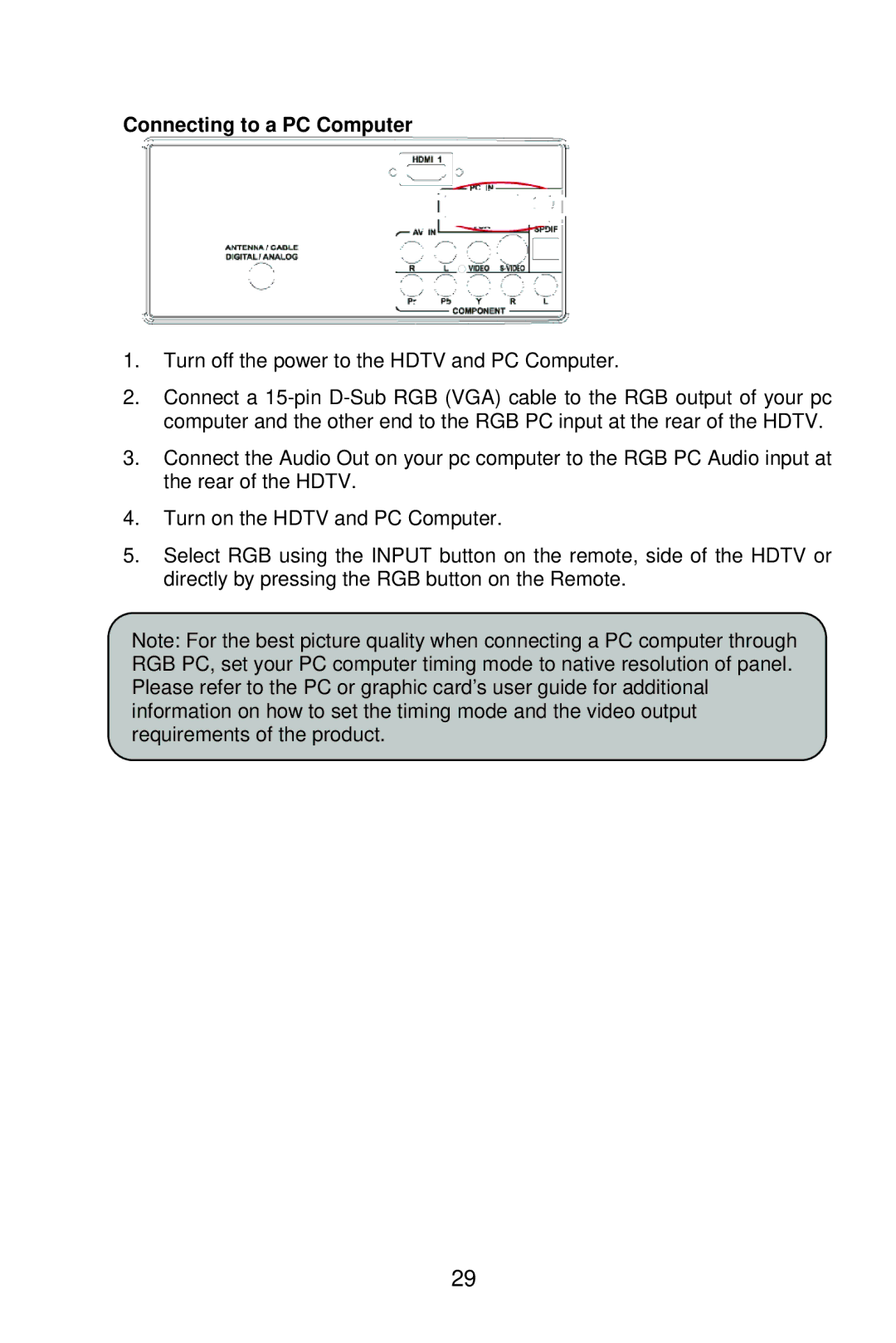 AOC L22W861 manual Connecting to a PC Computer 