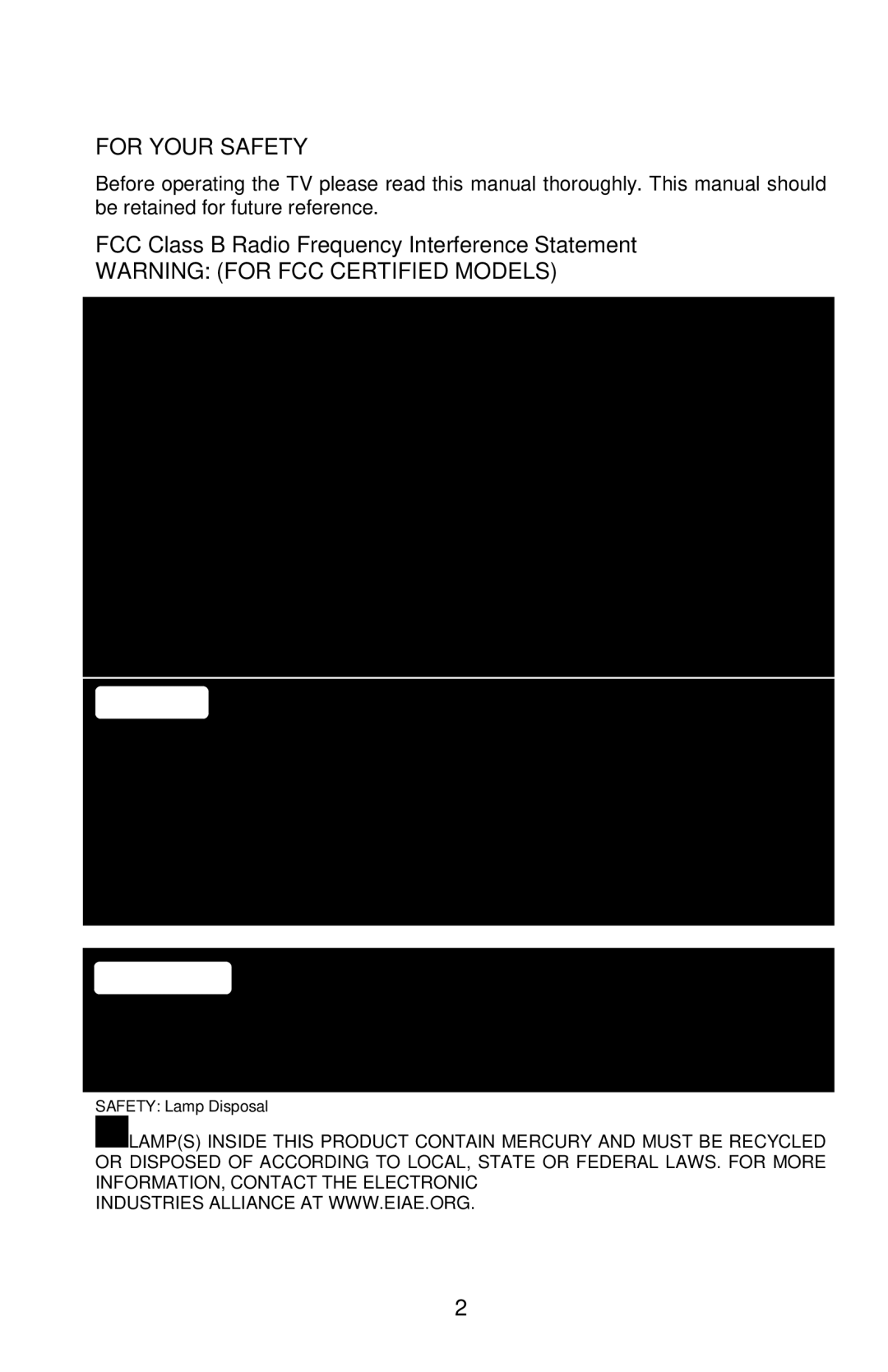 AOC L22W861 manual For Your Safety, FCC Class B Radio Frequency Interference Statement 