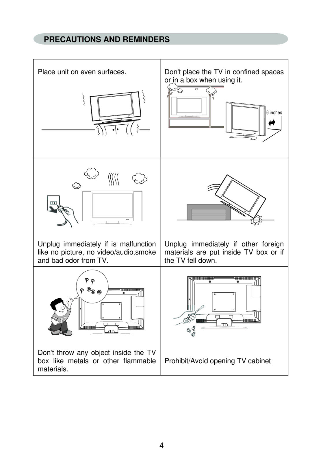 AOC L22W861 manual Precautions and Reminders 