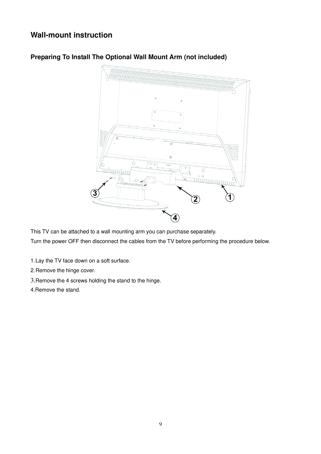 AOC L24H898 manual Wall-mount instruction 