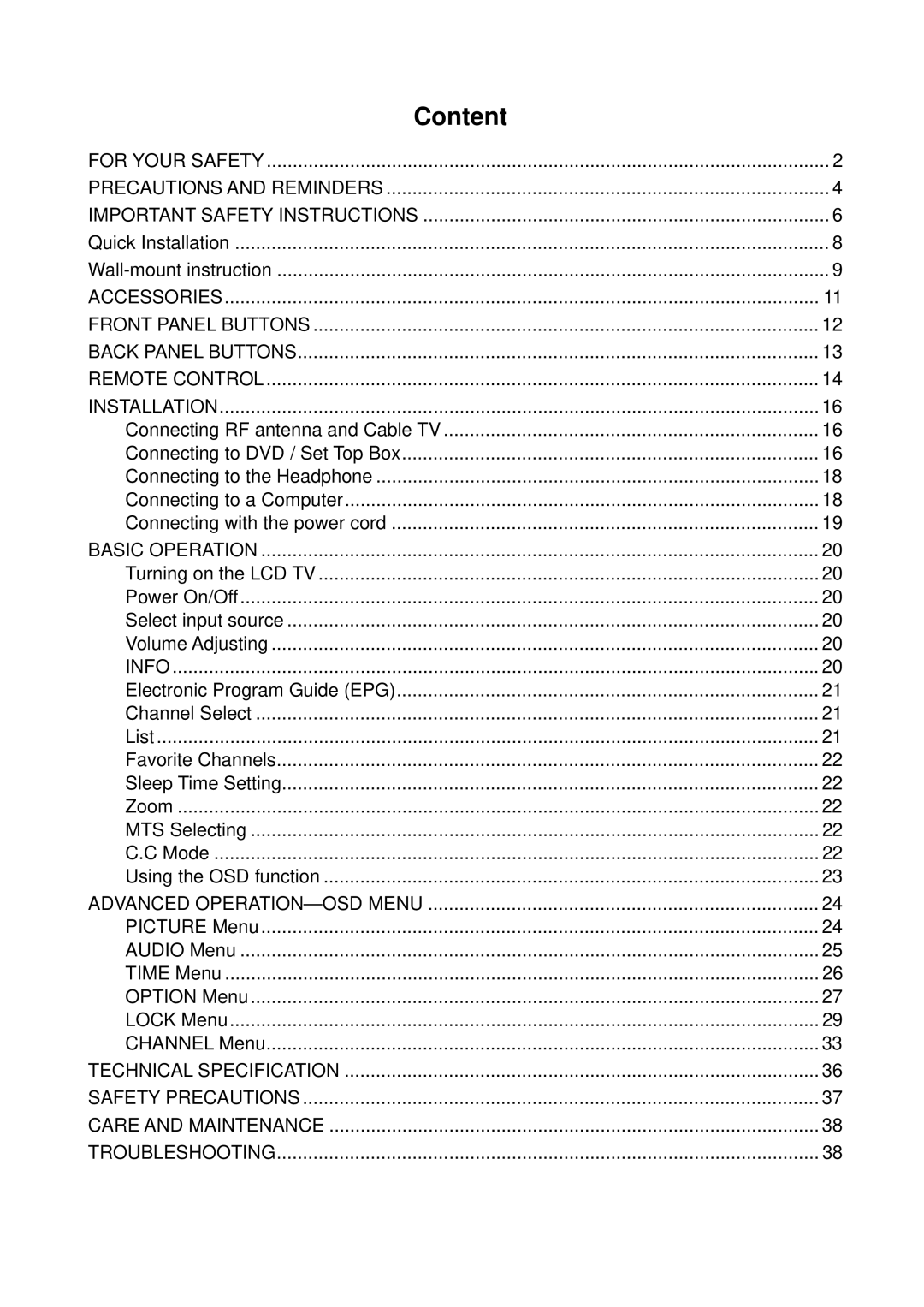 AOC L24H898 manual Content 