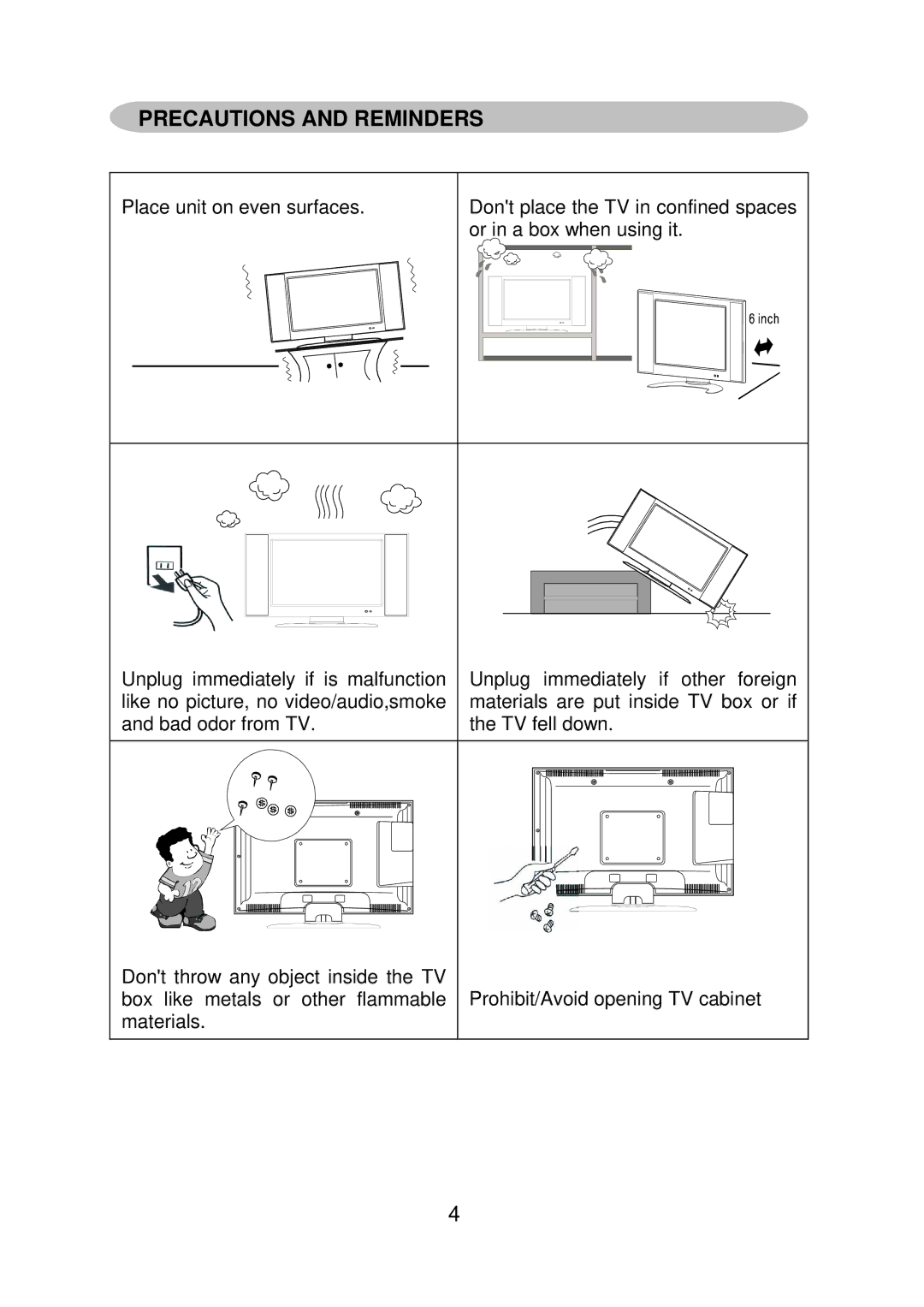 AOC L24H898 manual Precautions and Reminders 