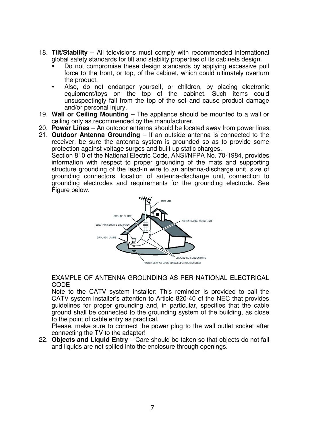 AOC L24H898 manual Example of Antenna Grounding AS PER National Electrical Code 