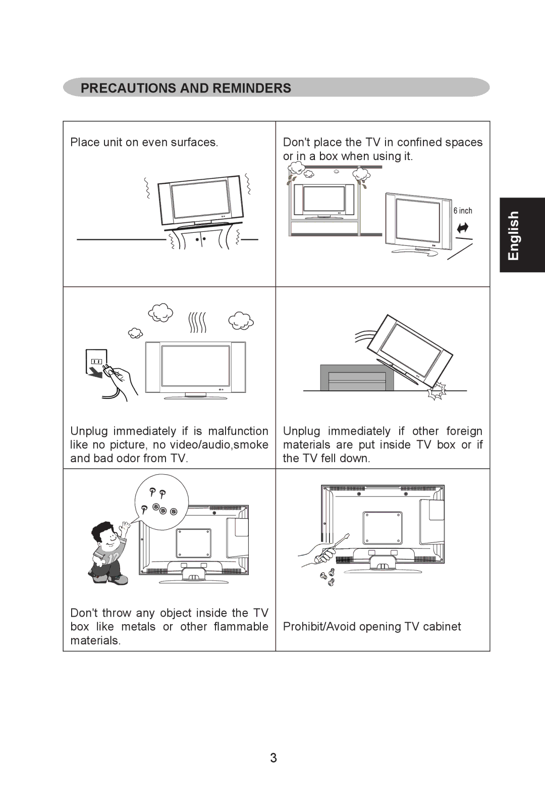 AOC L26W661 user manual Precautions and Reminders 