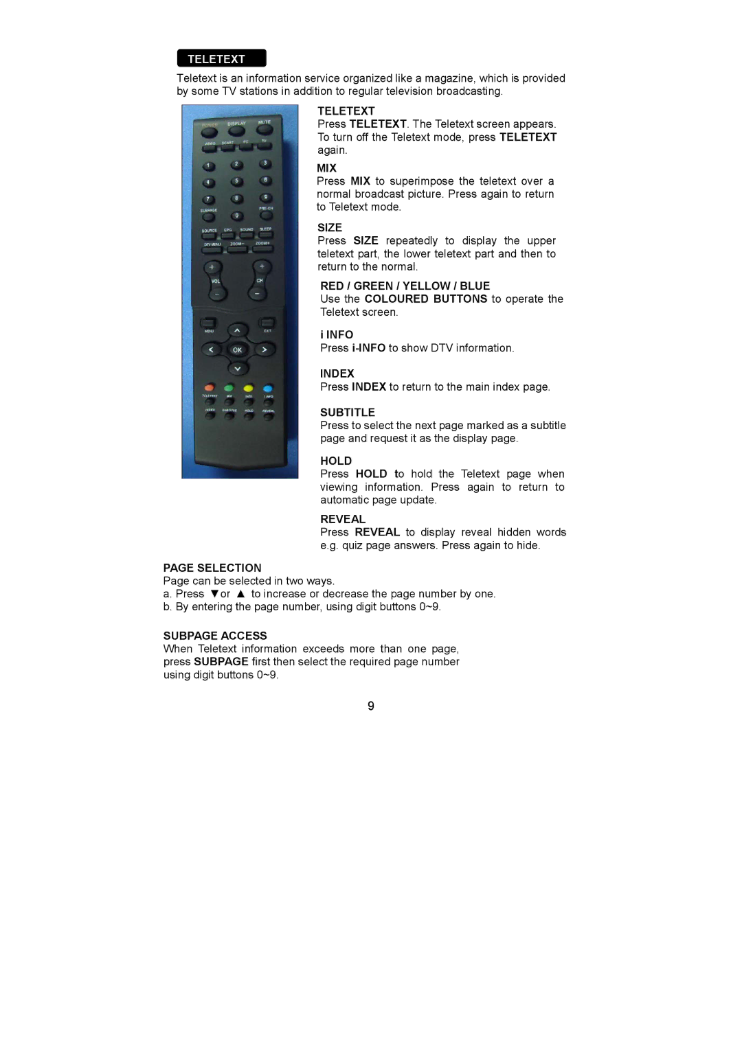 AOC L37W781B, L26W781B, L32W781B, L42W781B user manual Teletext, Info 