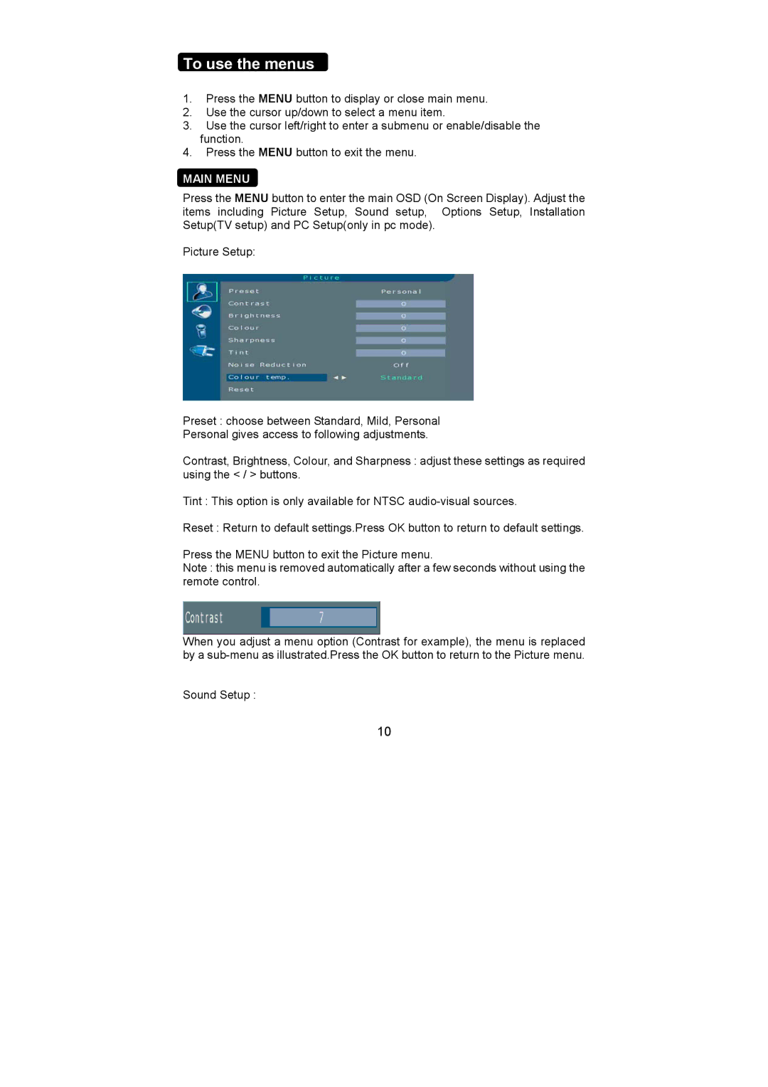 AOC L26W781B, L32W781B, L42W781B, L37W781B user manual To use the menus, Main Menu 