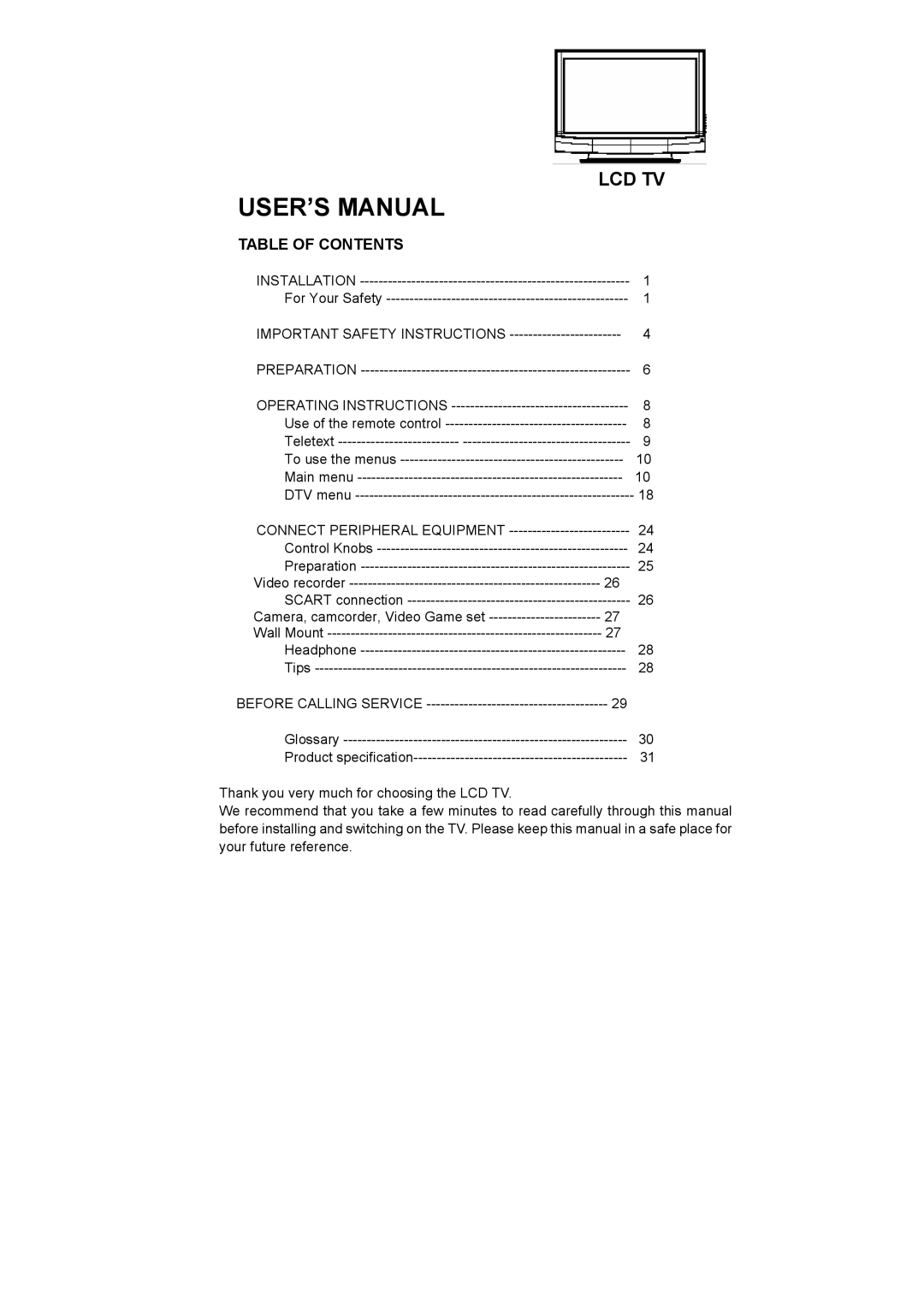 AOC L42W781B, L26W781B, L32W781B, L37W781B user manual USER’S Manual 